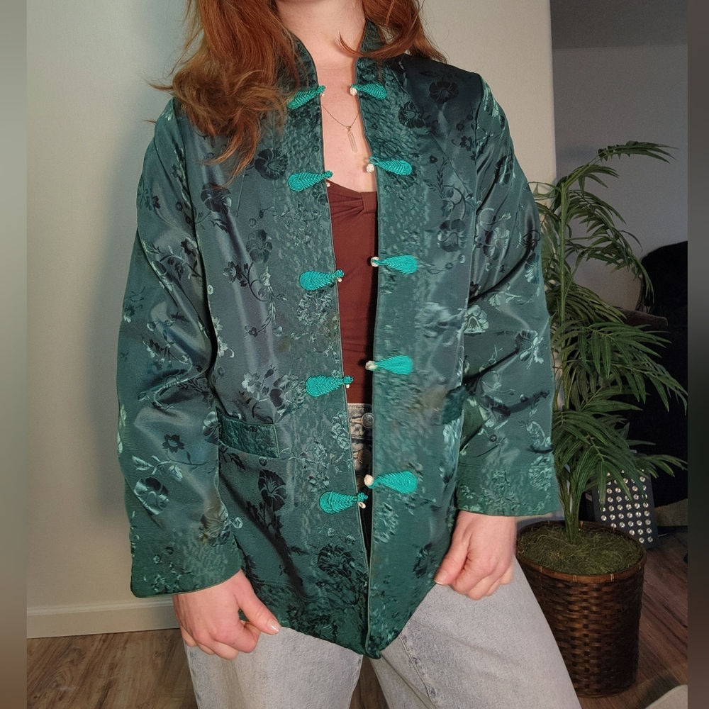 Vintage Asian Green & White Reversible Jacket